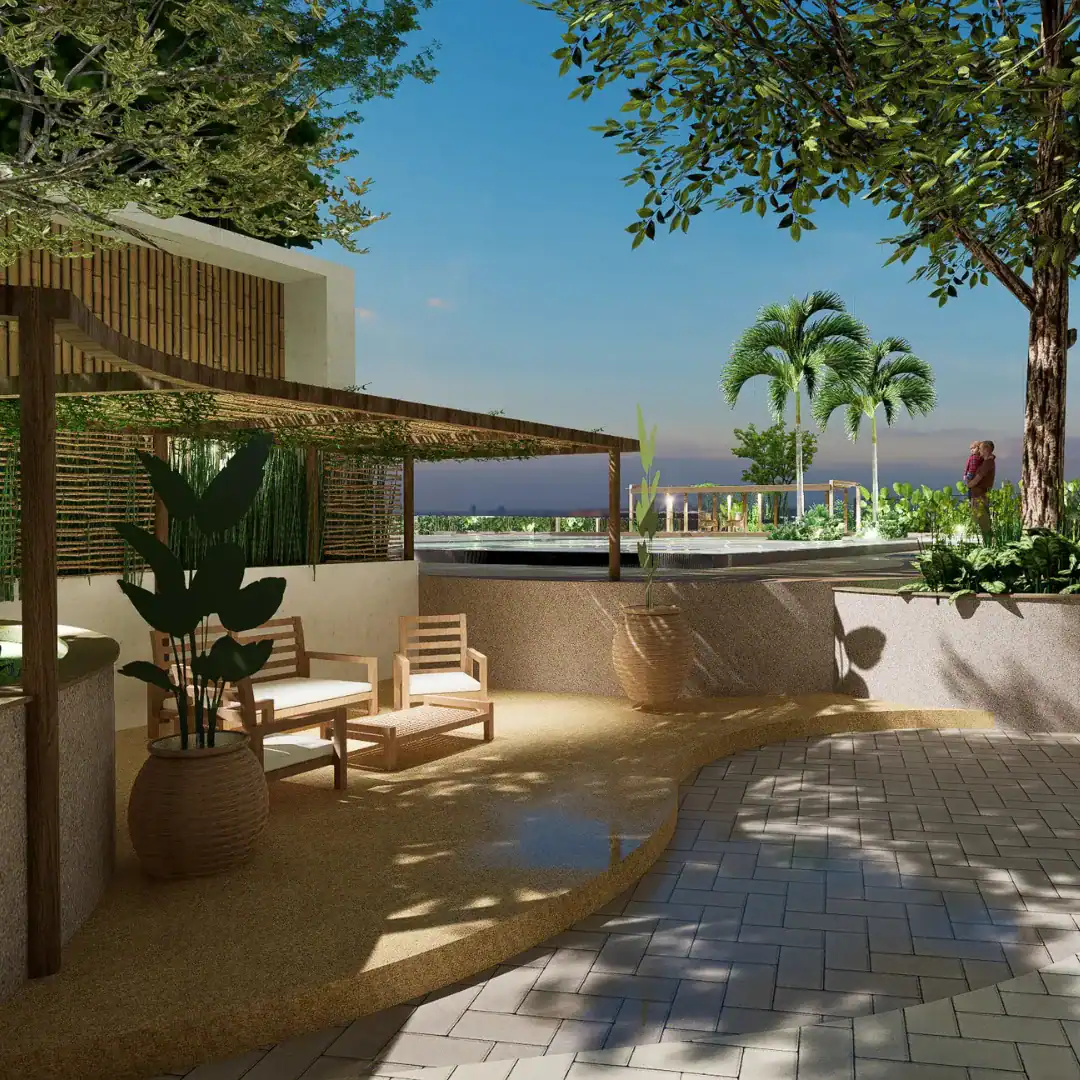 Poolside lounge at Yamuna Sky City